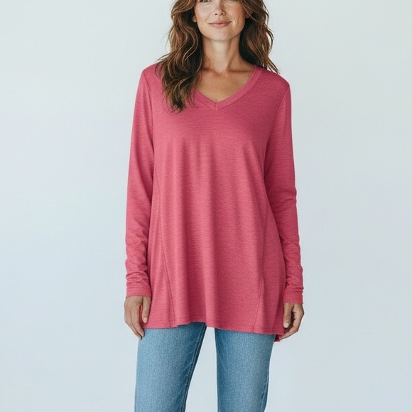 J. Jill Tops - J. Jill Pima Scoop Neck Elliptical Tunic in Coral Size Small